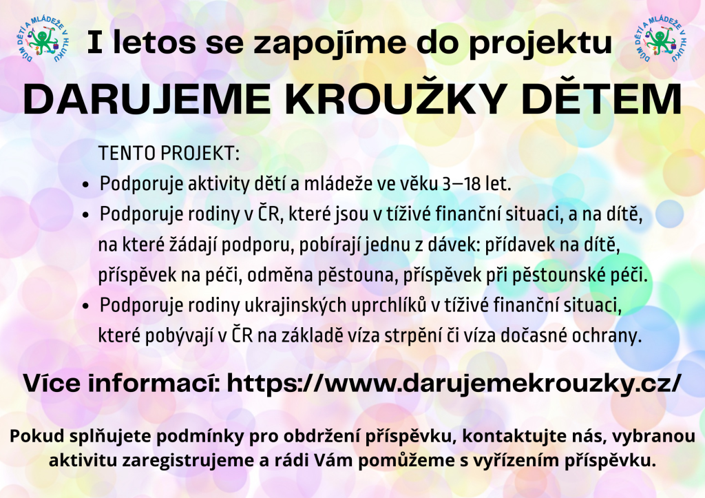 DARUJEME KROUŽKY DĚTEM