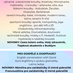 KROUŽKY VE ŠKOLNÍM ROCE 2026/2027